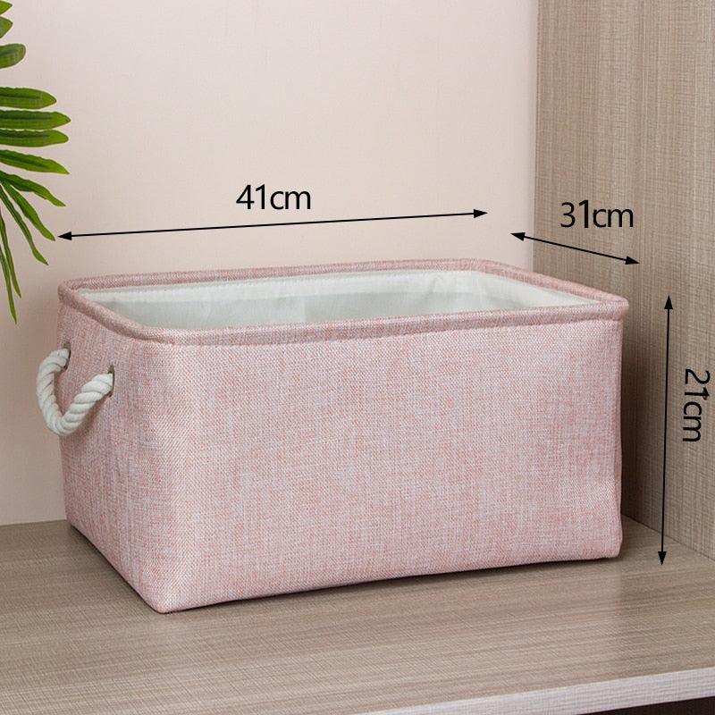 Cotton Linen Folding Storage Baskets Kids Toys Organizer Clothes and Sundries Storage Box Cabinet Storage Bag Laundry Basket - Lily Depot
