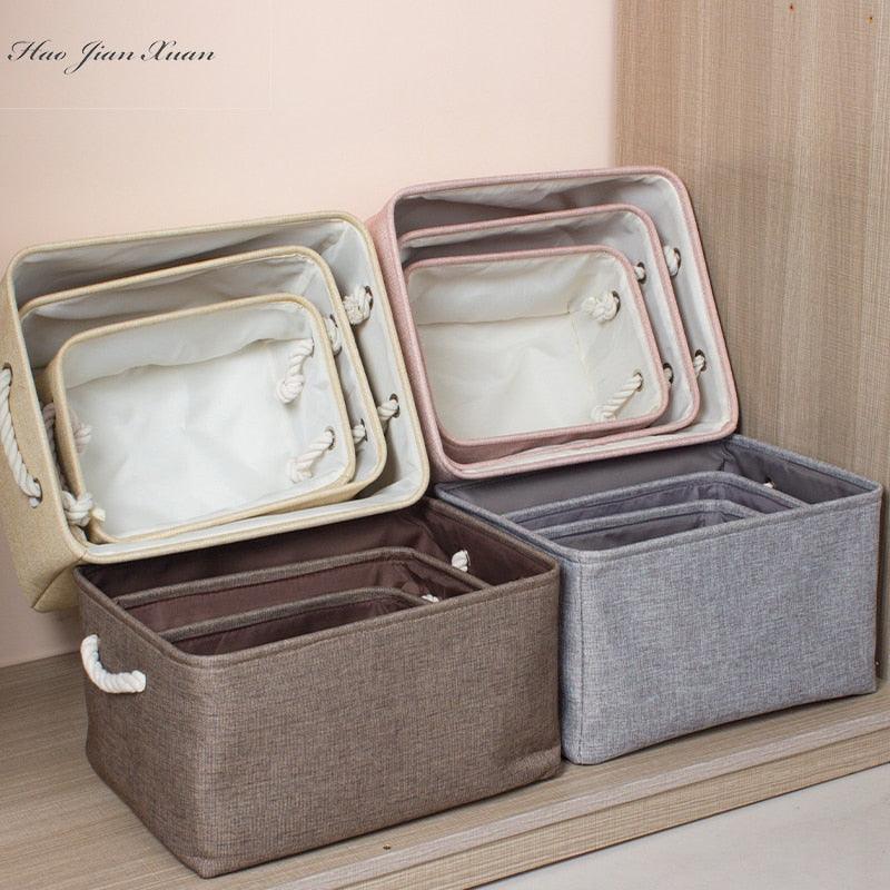 Cotton Linen Folding Storage Baskets Kids Toys Organizer Clothes and Sundries Storage Box Cabinet Storage Bag Laundry Basket - Lily Depot