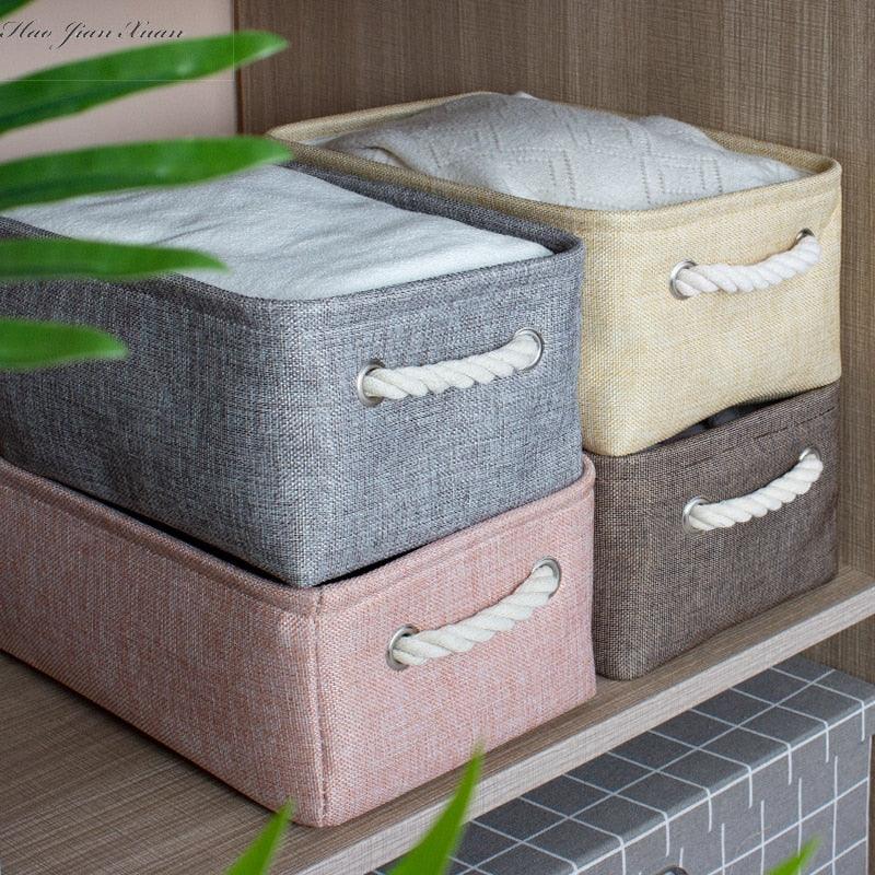 Cotton Linen Folding Storage Baskets Kids Toys Organizer Clothes and Sundries Storage Box Cabinet Storage Bag Laundry Basket - Lily Depot