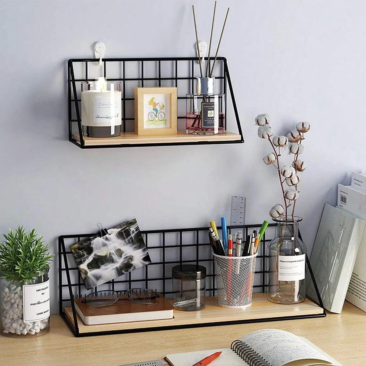 Creative wall mounted shelves, bedroom walls, iron wall hanging baskets, storage racks, storage baskets, hanging racks - Lily Depot