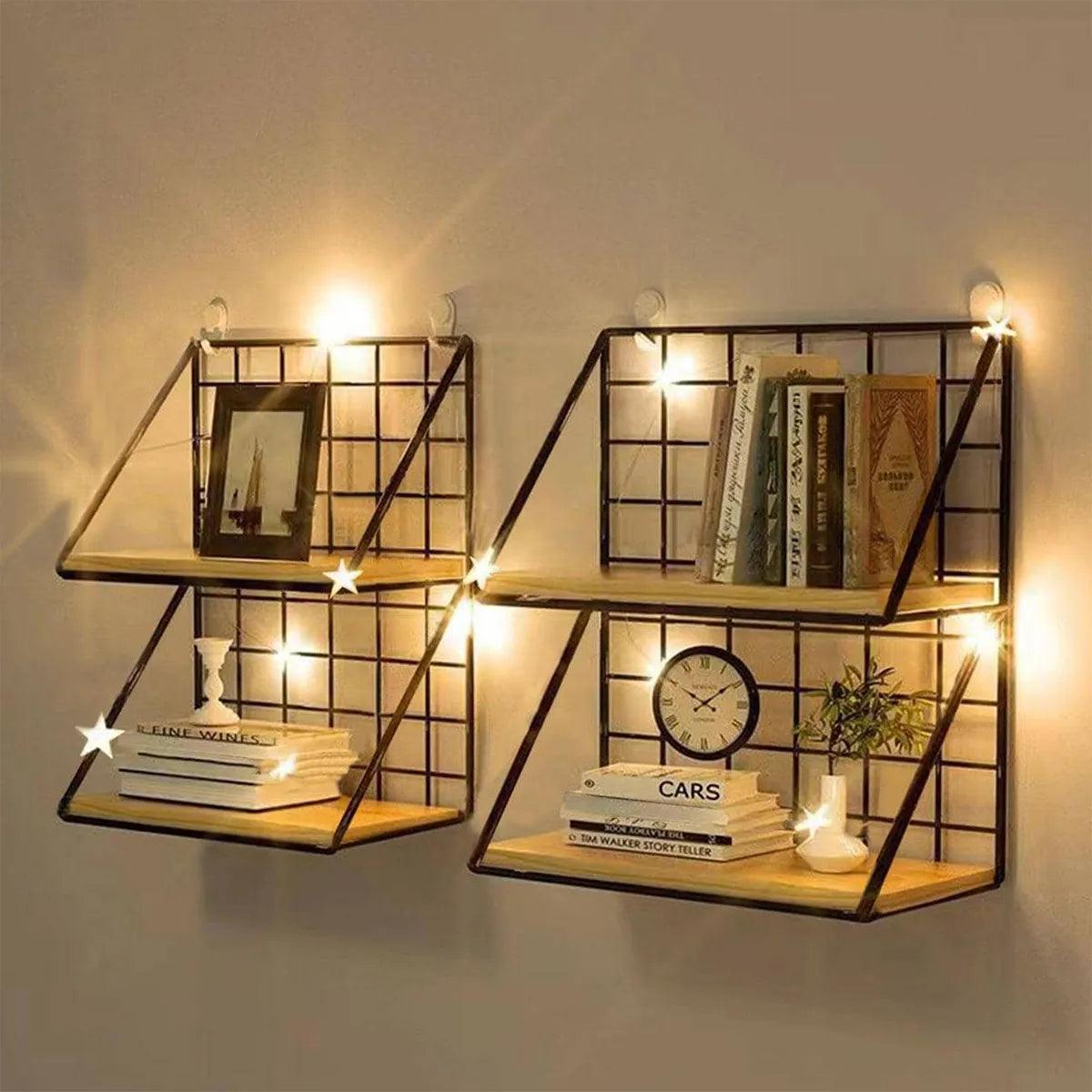 Creative wall mounted shelves, bedroom walls, iron wall hanging baskets, storage racks, storage baskets, hanging racks - Lily Depot