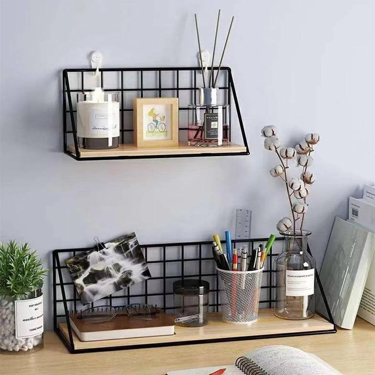 Creative wall mounted shelves, bedroom walls, iron wall hanging baskets, storage racks, storage baskets, hanging racks - Lily Depot