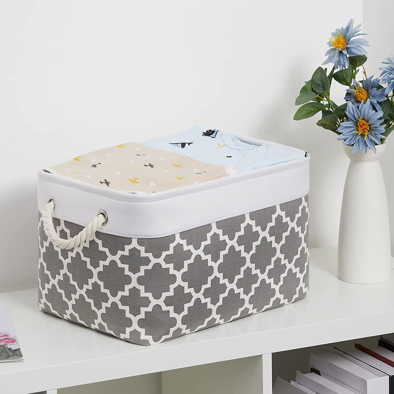 Cube Large Folding Storage Box Canvas Fabric Cubes For Shelves Clothes Toys Books Perfect Organizer Foldable Basket With Handles - Lily Depot