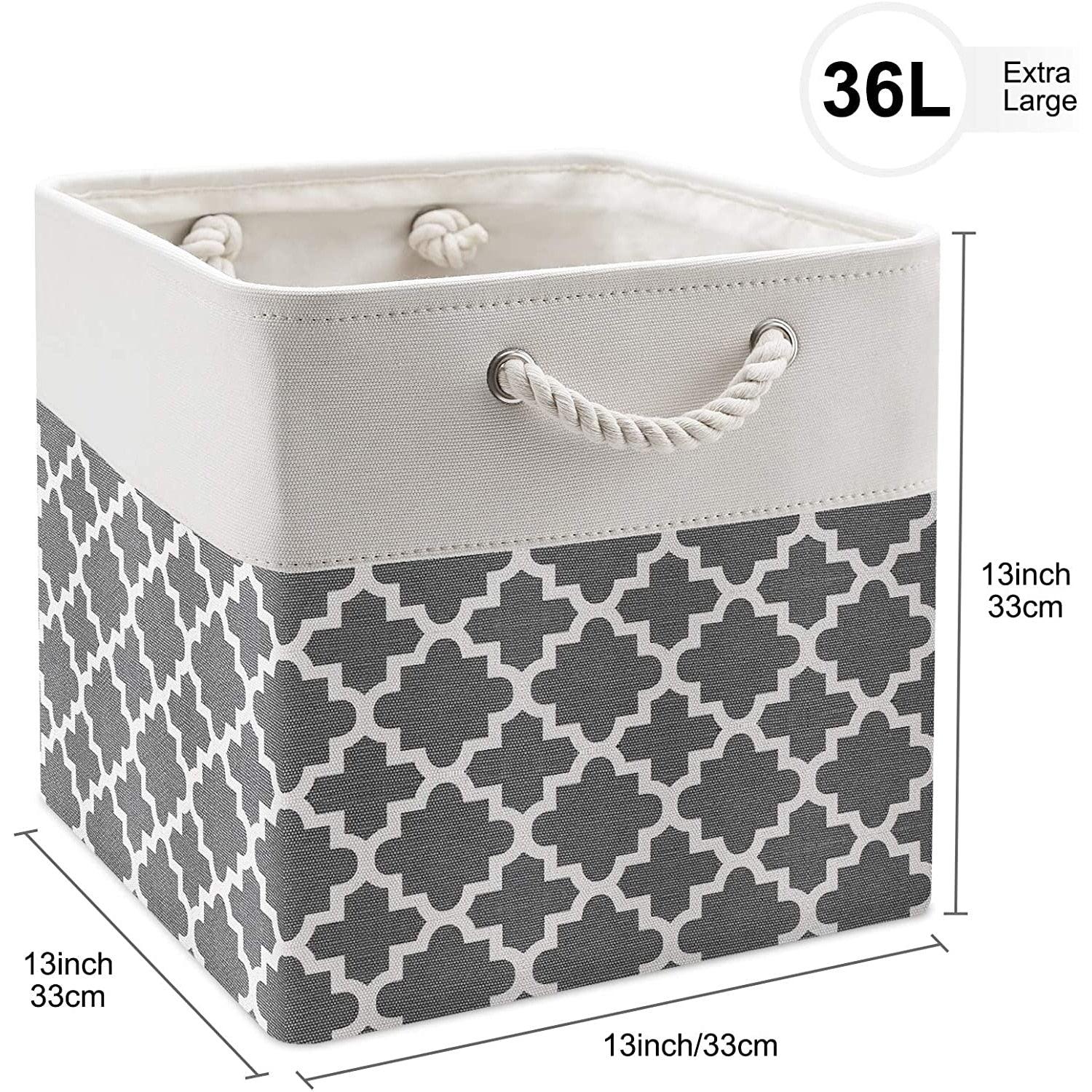 Cube Large Folding Storage Box Canvas Fabric Cubes For Shelves Clothes Toys Books Perfect Organizer Foldable Basket With Handles - Lily Depot