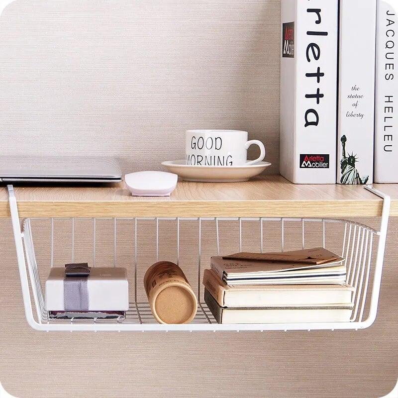 Cupboard Hanging Under Shelf Storage Iron Mesh Basket Cabiniet Door Organizer Rack Plate Dish Closet Holders Storage Basket Rack - Lily Depot