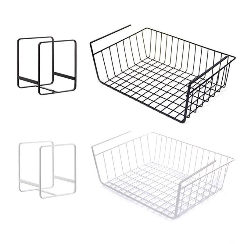Cupboard Hanging Under Shelf Storage Iron Mesh Basket Cabiniet Door Organizer Rack Plate Dish Closet Holders Storage Basket Rack - Lily Depot
