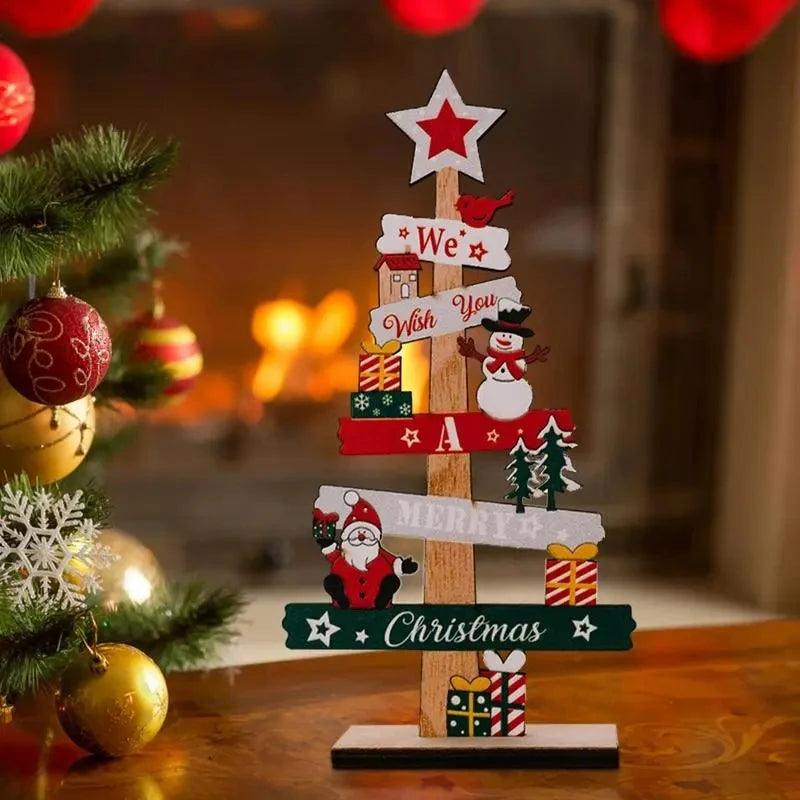 Desktop Christmas Tree Ornament Santa Claus Merry Christmas Wooden Sign Plaque 2023 Xmas Decoration for Home 2024 New Year Gift - Lily Depot