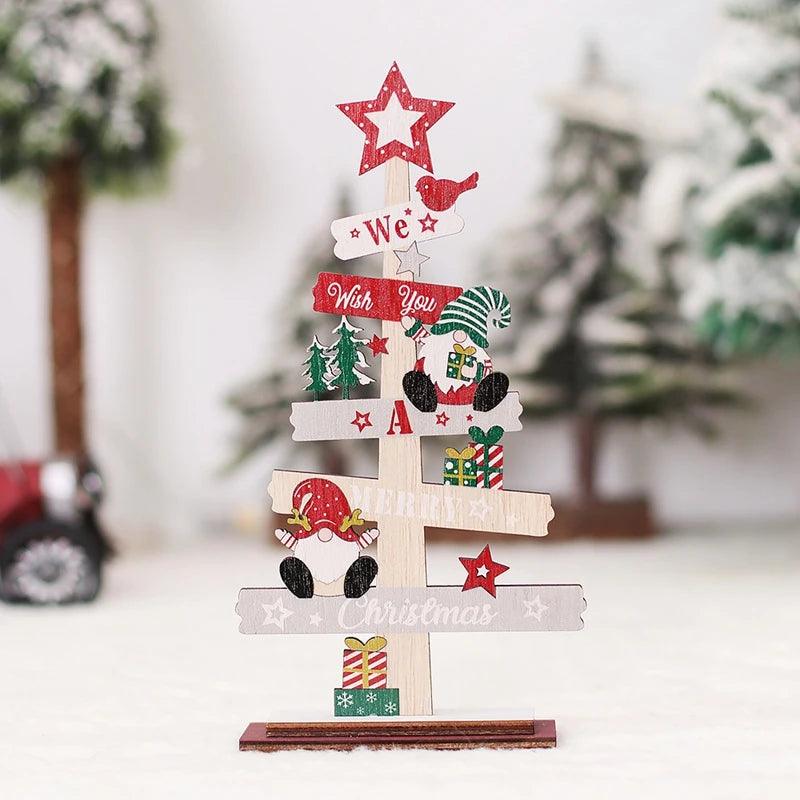 Desktop Christmas Tree Ornament Santa Claus Merry Christmas Wooden Sign Plaque 2023 Xmas Decoration for Home 2024 New Year Gift - Lily Depot