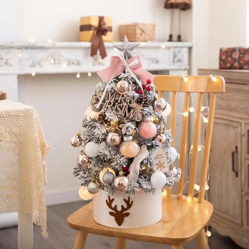 Diy Artificial Christmas Tree with LED Mini Desktop Pine PVC Christmas Decoration 2023 New Year Tree Christmas Ornaments 45/60cm - Lily Depot