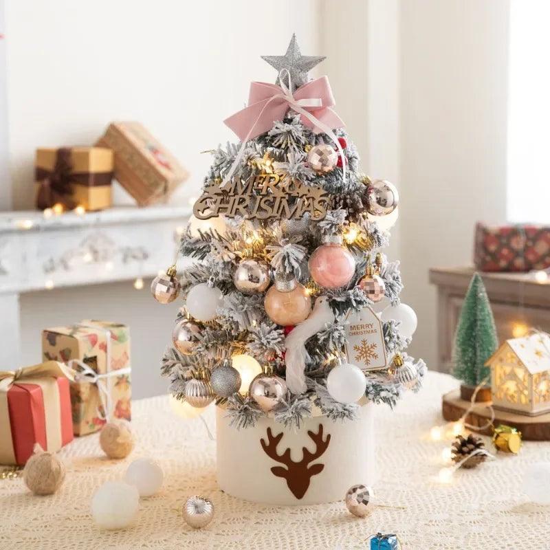 Diy Artificial Christmas Tree with LED Mini Desktop Pine PVC Christmas Decoration 2023 New Year Tree Christmas Ornaments 45/60cm - Lily Depot