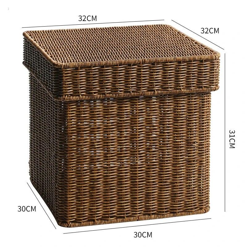 Echome Storage Box Large Bedroom Clothes Storage Box with Lid Imitation Rattan Woven with Lid Storage Basket In-Wardrobe Basket - Lily Depot