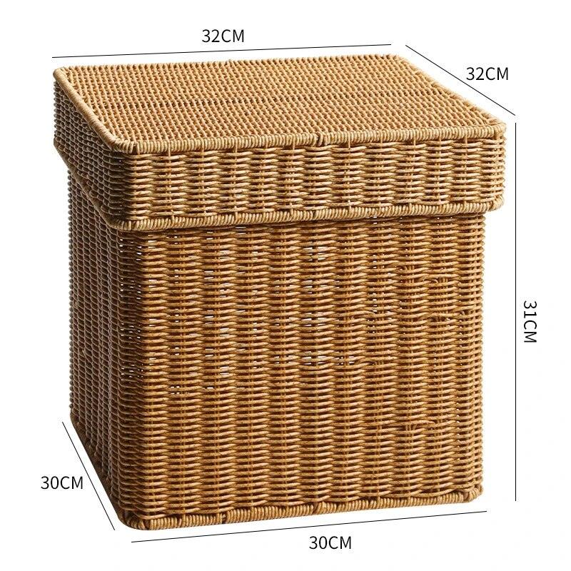 Echome Storage Box Large Bedroom Clothes Storage Box with Lid Imitation Rattan Woven with Lid Storage Basket In-Wardrobe Basket - Lily Depot