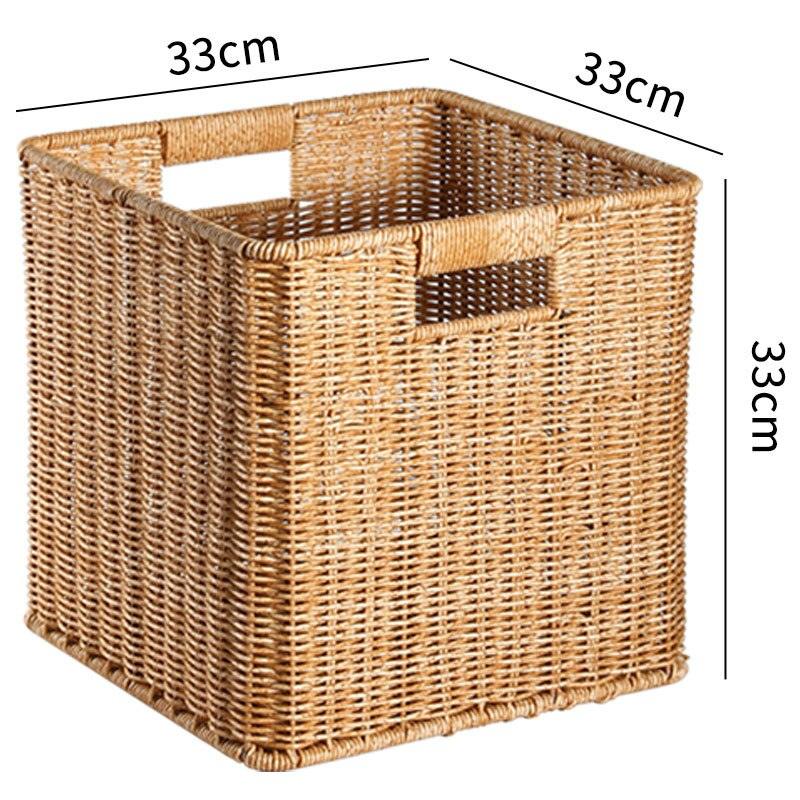 Echome Storage Box Large Bedroom Clothes Storage Box with Lid Imitation Rattan Woven with Lid Storage Basket In-Wardrobe Basket - Lily Depot