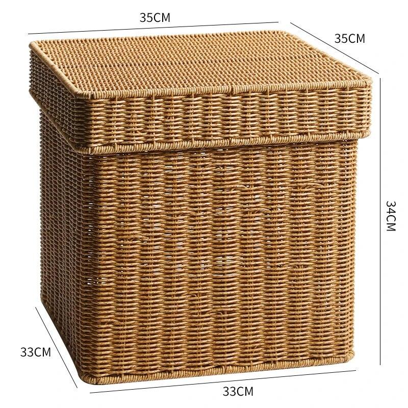 Echome Storage Box Large Bedroom Clothes Storage Box with Lid Imitation Rattan Woven with Lid Storage Basket In-Wardrobe Basket - Lily Depot