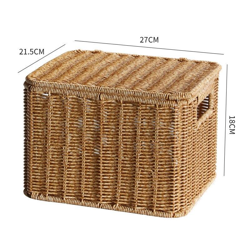 Echome Storage Box Large Bedroom Clothes Storage Box with Lid Imitation Rattan Woven with Lid Storage Basket In-Wardrobe Basket - Lily Depot