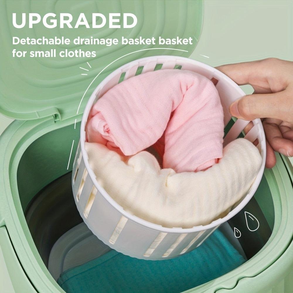 Foldable Mini Laundry Machine Portable 9L Clothes Washing Bucke Household 3 Modes Effective Sterilizing Washer With Drain Basket - Lily Depot