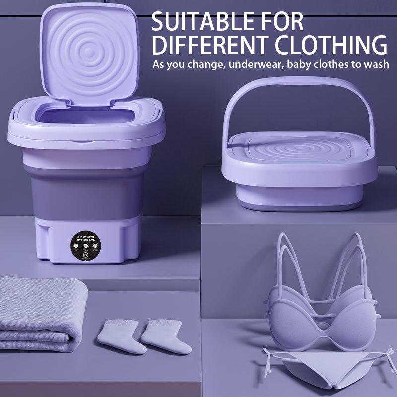 Foldable Mini Washing Machine 8L Socks Underwear Panties Retractable Home Portable Washing Machine 3 Models With Spinning Dry - Lily Depot