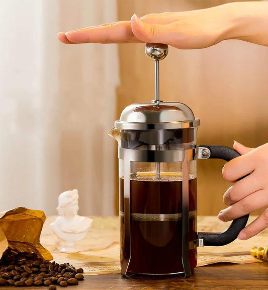 French pressure pot coffee hand brewing pot set home brewing coffee filter appliance milk frother tea maker coffee filter cup - Lily Depot