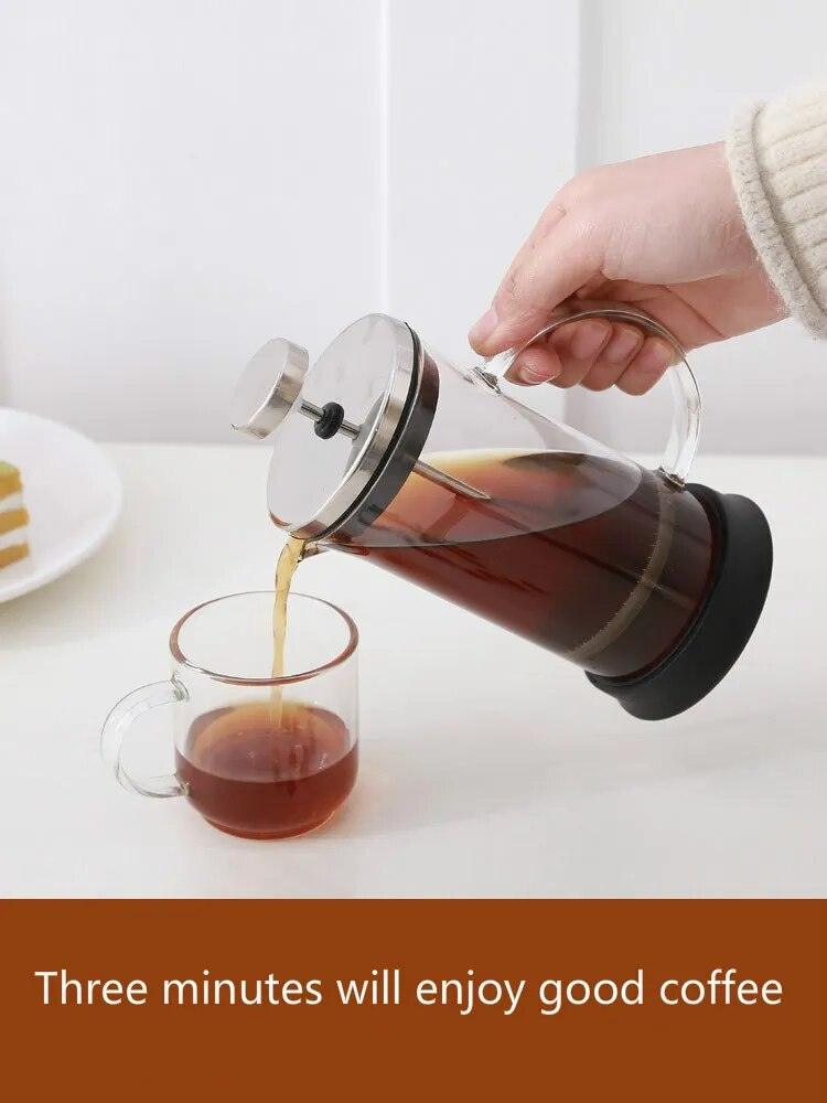 French pressure pot coffee hand brewing pot set home brewing coffee filter appliance milk frother tea maker coffee filter cup - Lily Depot