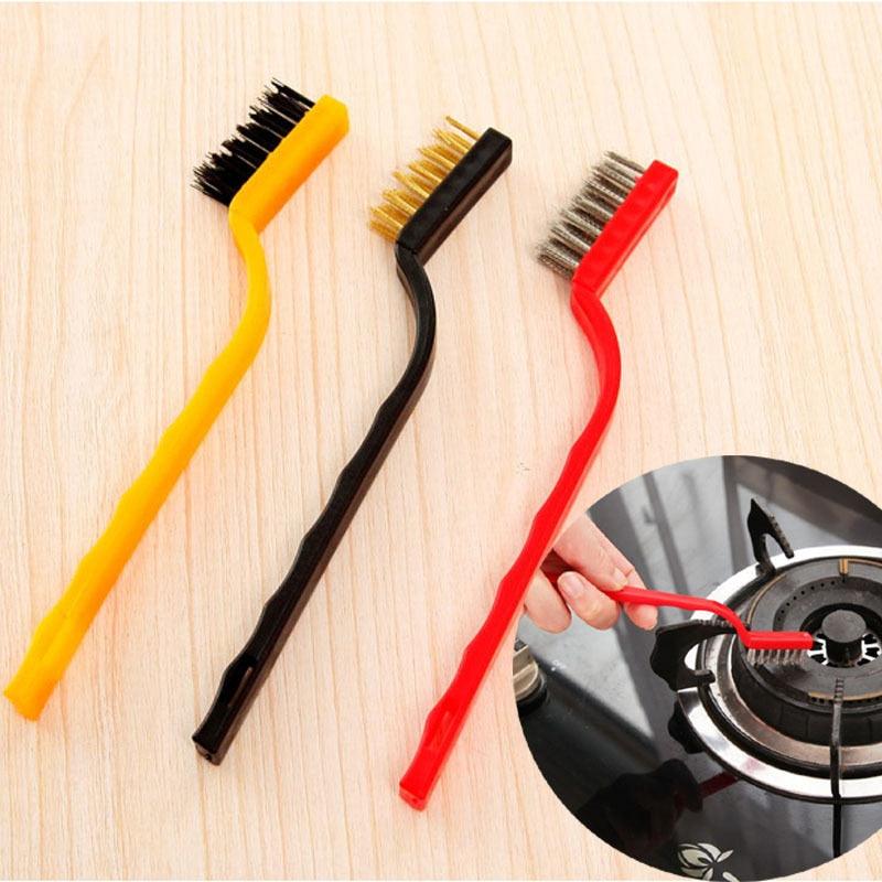 Gas Stove Cleaning Wire Brush Fiber Brush Brass Cleaning Brush Polishing Rust Remover Metal Wire Cleaning Tool Family 3pcs Set - Lily Depot
