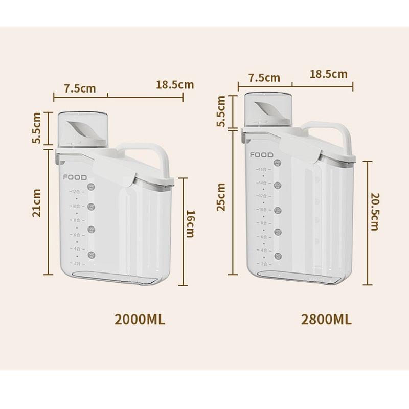 Grain Storage Box Cereals Container with Scale Handle Food Bean Sealed Jar Kitchen Large Capacity Grain Dispenser Oatmeal Bottle - Lily Depot