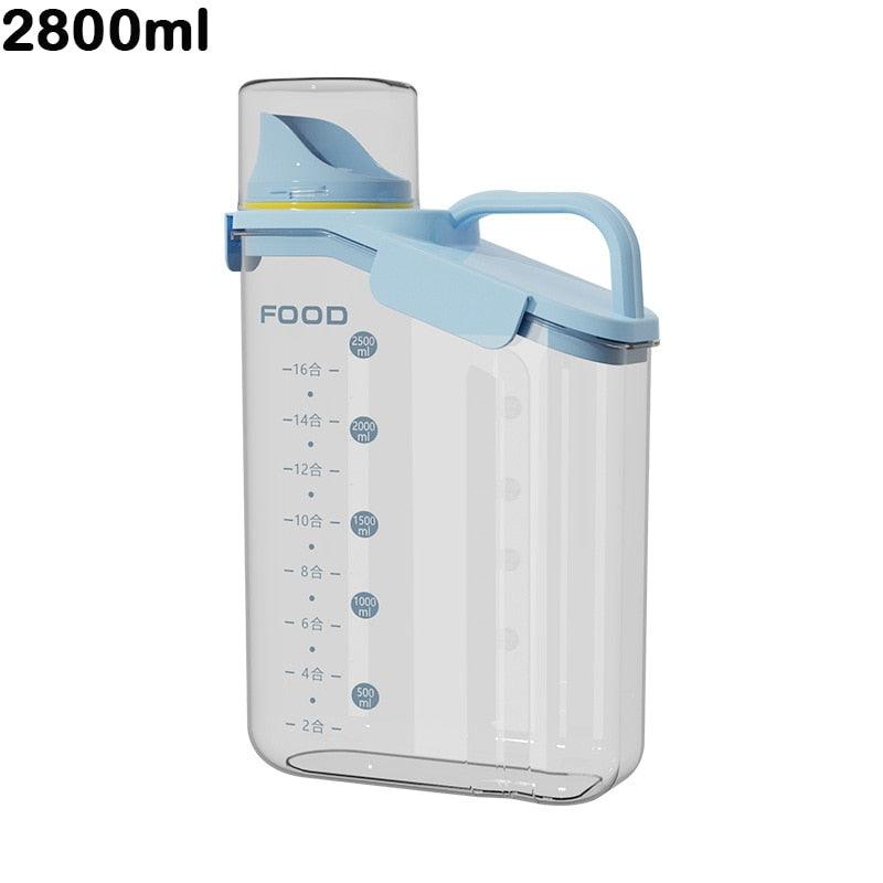Grain Storage Box Cereals Container with Scale Handle Food Bean Sealed Jar Kitchen Large Capacity Grain Dispenser Oatmeal Bottle - Lily Depot
