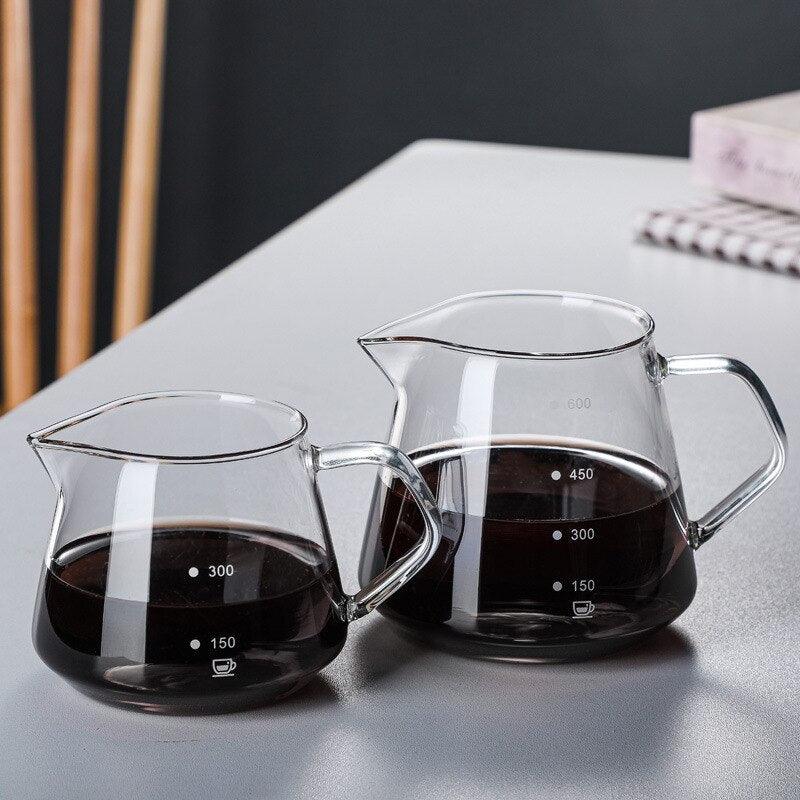 Hand-Made Coffee Pot Set 60° Glass Wooden 600ML/300ML Coffee Dripper and Pot Set for Coffee Filter Reusable Coffee Filters - Lily Depot