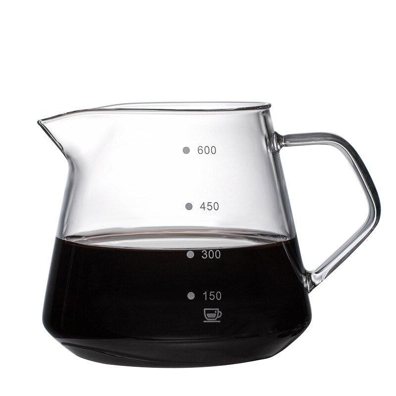 Hand-Made Coffee Pot Set 60° Glass Wooden 600ML/300ML Coffee Dripper and Pot Set for Coffee Filter Reusable Coffee Filters - Lily Depot
