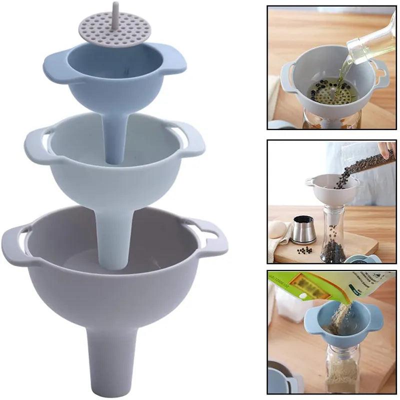 Household Filter Multi-function Funnel Set Oil Hopper Filter Oil Can Sub-packaging Plastic Funnel Kitchen Accessories - Lily Depot