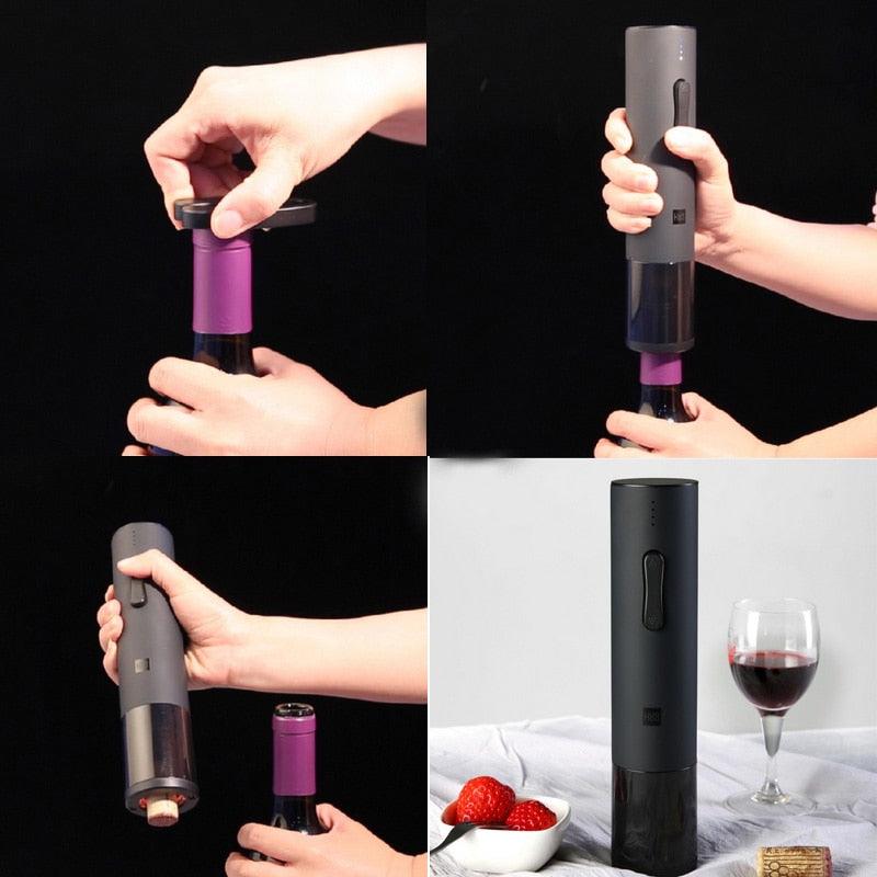 HUOHOU Automatic Wine Bottle Opener Decanter Stopper Electric Corkscrew Foil Cutter Cork Out Tool - Lily Depot
