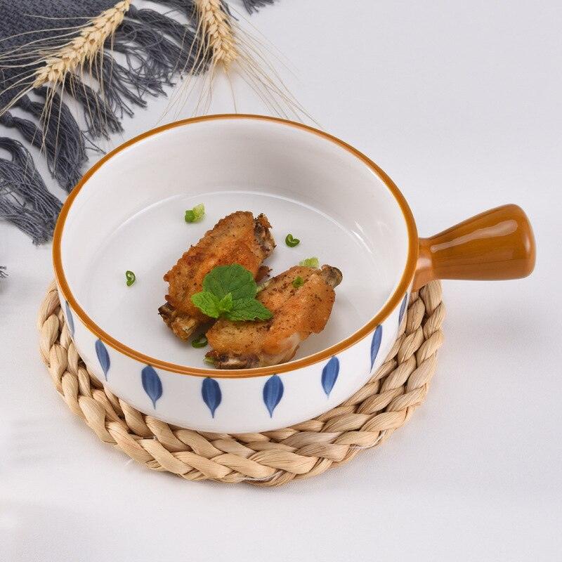 Japanese Ceramic Ramen Bowl With Handle Fruit Salad Dessert Snack Bowls Korean Kitchen Tableware Mixing Cereal Rice Bowl Sets - Lily Depot