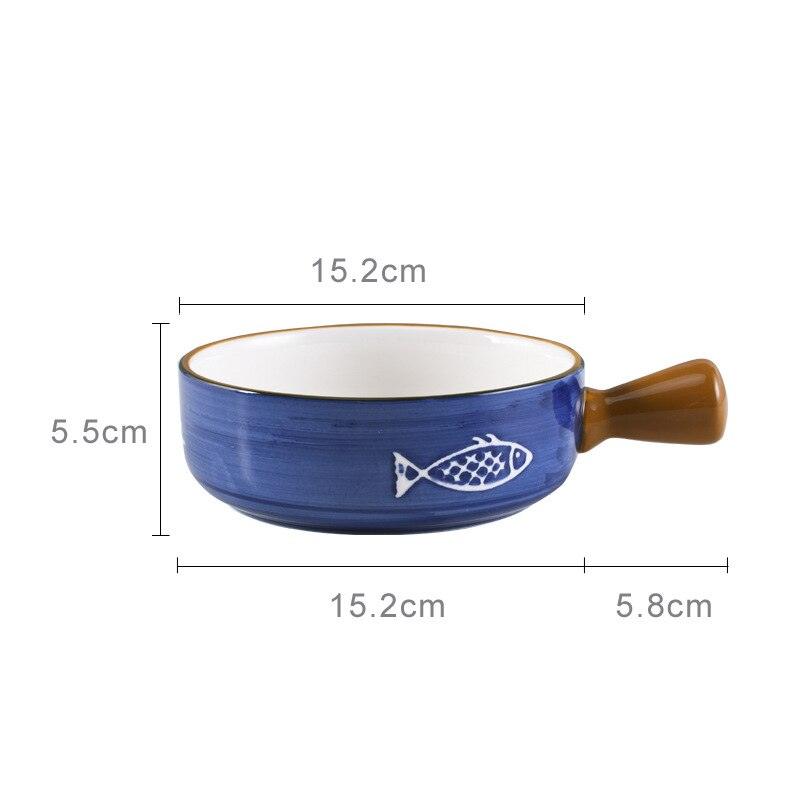 Japanese Ceramic Ramen Bowl With Handle Fruit Salad Dessert Snack Bowls Korean Kitchen Tableware Mixing Cereal Rice Bowl Sets - Lily Depot