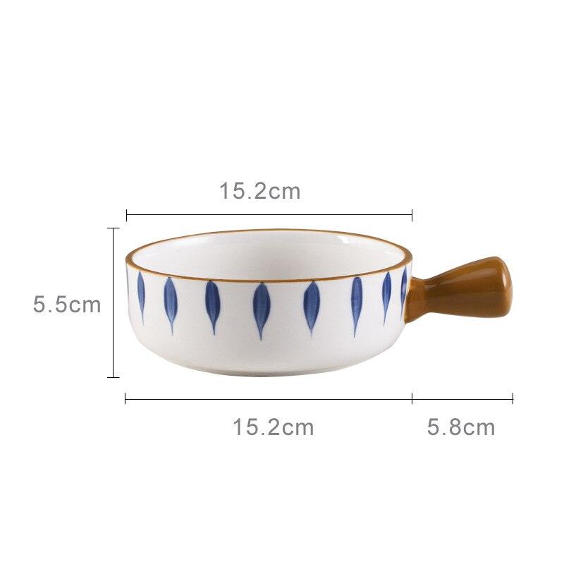 Japanese Ceramic Ramen Bowl With Handle Fruit Salad Dessert Snack Bowls Korean Kitchen Tableware Mixing Cereal Rice Bowl Sets - Lily Depot