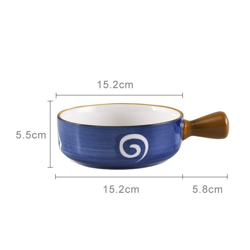 Japanese Ceramic Ramen Bowl With Handle Fruit Salad Dessert Snack Bowls Korean Kitchen Tableware Mixing Cereal Rice Bowl Sets - Lily Depot