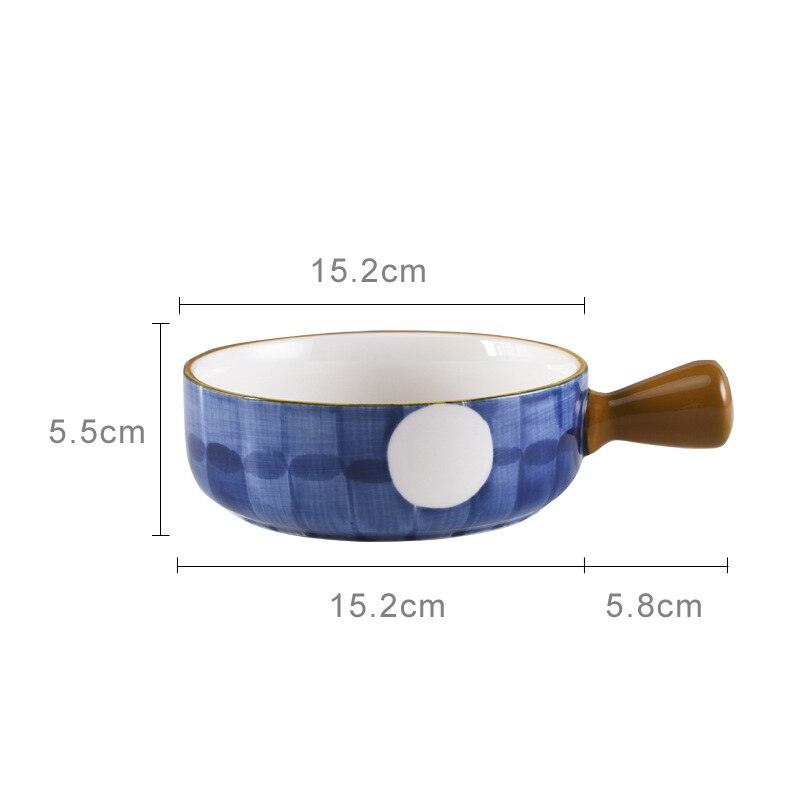 Japanese Ceramic Ramen Bowl With Handle Fruit Salad Dessert Snack Bowls Korean Kitchen Tableware Mixing Cereal Rice Bowl Sets - Lily Depot