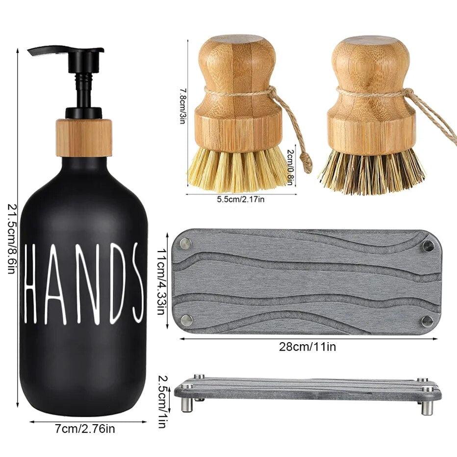 Kitchen Bathroom Sink Fast Drying Mat Instant Dry Organizer Tray with Dish Soap Bottles Cleaning Brush Diatom Earth Tray - Lily Depot