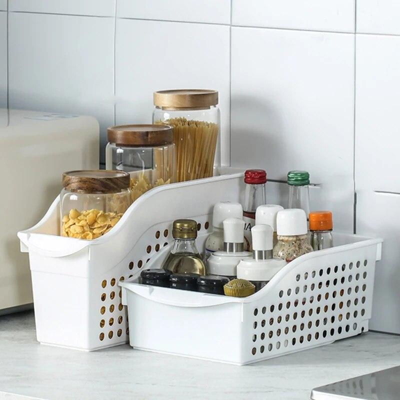 Kitchen Cabinet Storage Baskets with Wheel Refrigerator Desktop Organizer for Seasoning Bottles Vegetable Space-saving organizer - Lily Depot