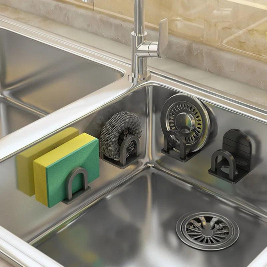 Kitchen Self Adhesive Sponges Holder Drain Drying Rack Sink Storage Organizer Accessories Bathroom Home Wall Hook - Lily Depot