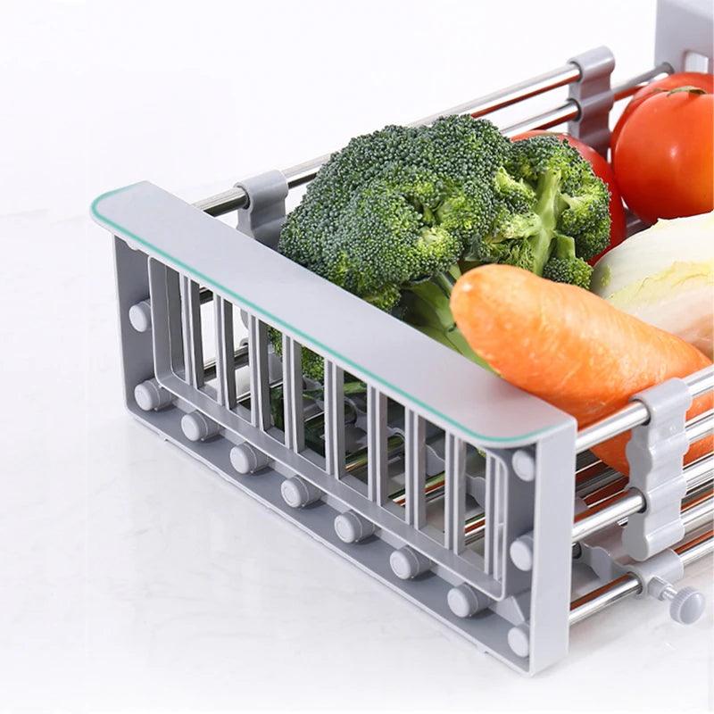 Kitchen Sink Rack Adjustable Stainless Steel Dish Drain Rack Sink Plate Bowl Holder Tableware Organizer Fruit Vegetable Drainer - Lily Depot