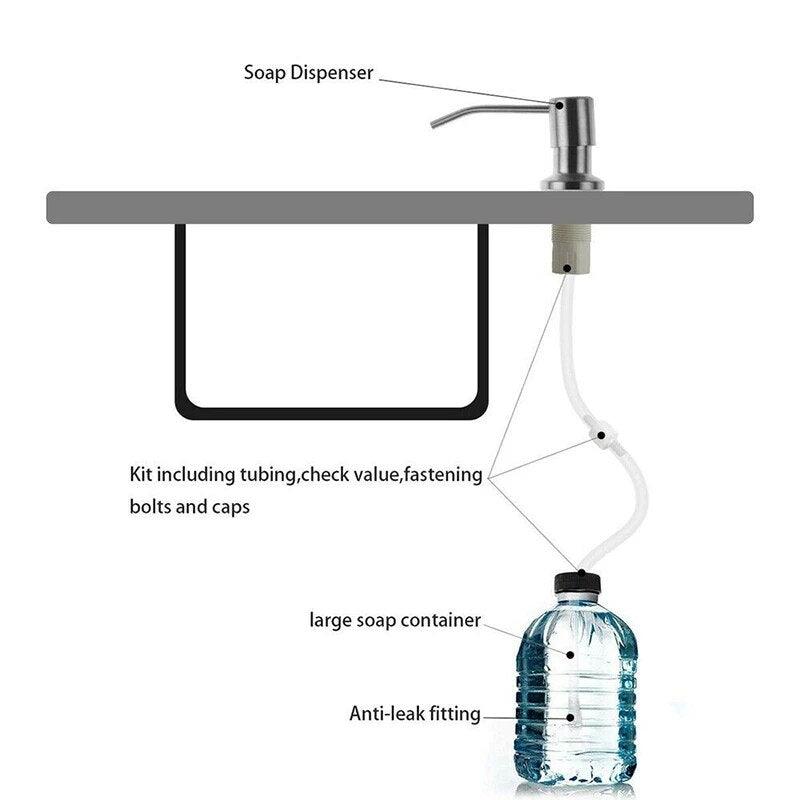 Kitchen Sink Soap Dispenser Extension Tube Kit Replacement for Kitchen Sink Metal Under Deck Counter in Sink Mounted - Lily Depot
