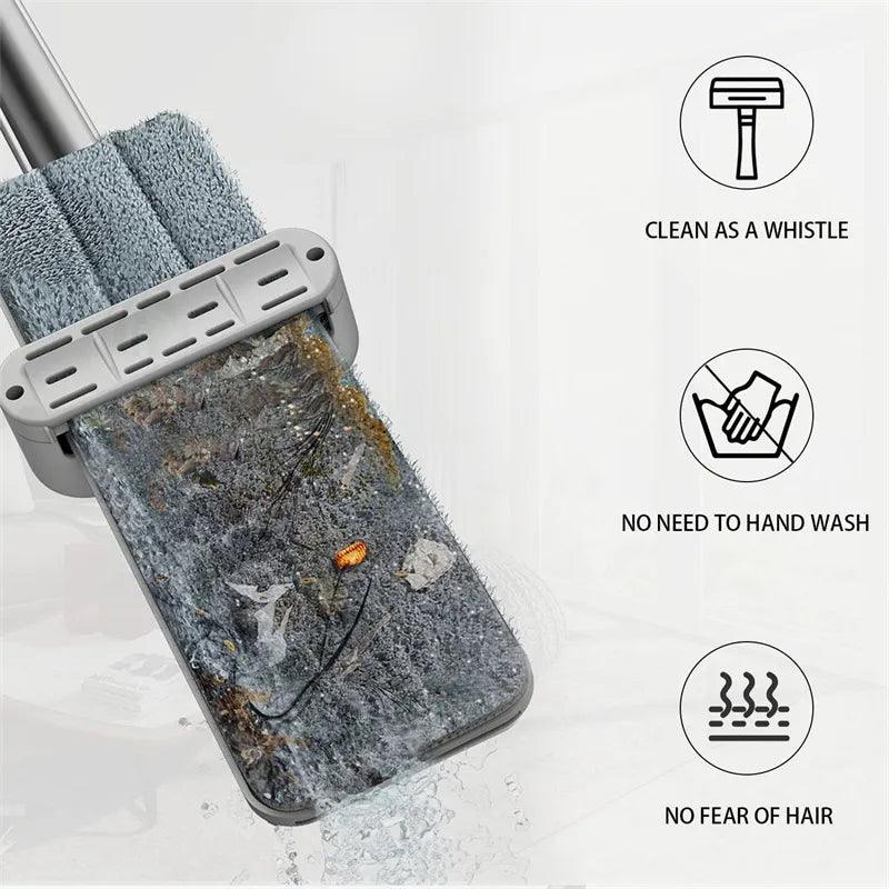 Lamgool Squeeze Mop Magic Flat Hands Free Washing Lazy Mops for House Floor Cleaning Household Cleaning Tools with Replaced Pads - Lily Depot