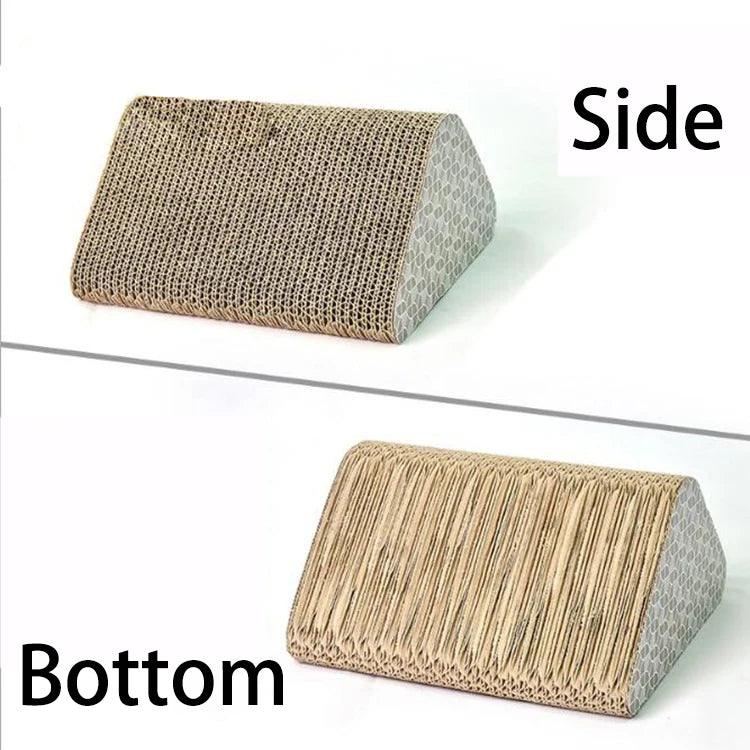 Cat Scratching Board With Catnip Claw Grinding Plate Corrugated Paper Cat Scratching Board Triangle with Ball - Lily Depot