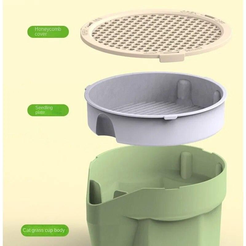 Cat Snack Mint Planting Hydroponic Plastic Box Cat Pot Contrast Hydroponic Det Cat Grass Plant Bowl without seed Garden Supply - Lily Depot