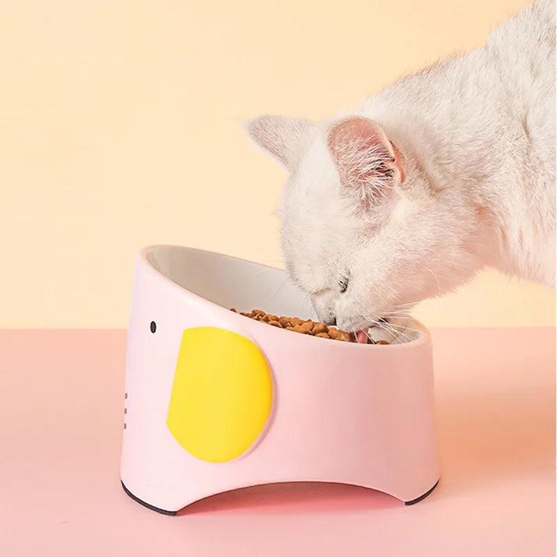 Pet Ceramic Cat Bowl to Protect the Cervical Spine Oblique Mouth to Prevent Overturning Food Rice Bowl Elephant Ceramic Dog Bowl - Lily Depot
