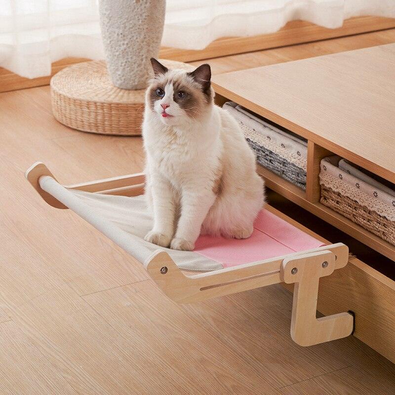 Hanging Cat Bed Window Hammock Sofa House Furniture Kitten Indoor Washable Removable Seat Wooden Sleeping Bed Perch Shelves - Lily Depot