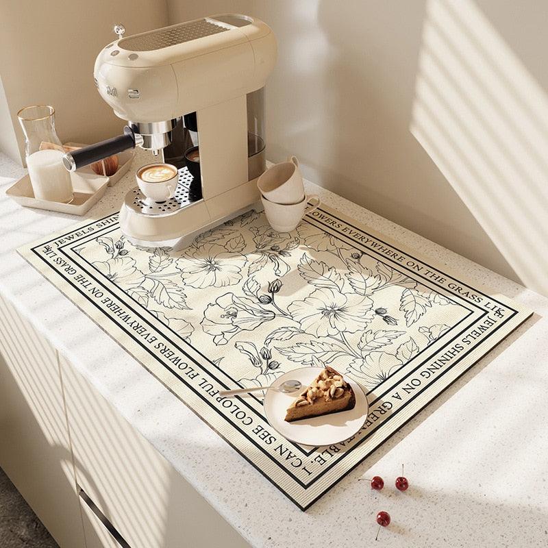 Mat Super Absorbent Kitchen Absorbent Mat Antiskid Draining Coffee Dish Drying Mat Quick Dry Bathroom Drain Pad Tableware Mat - Lily Depot