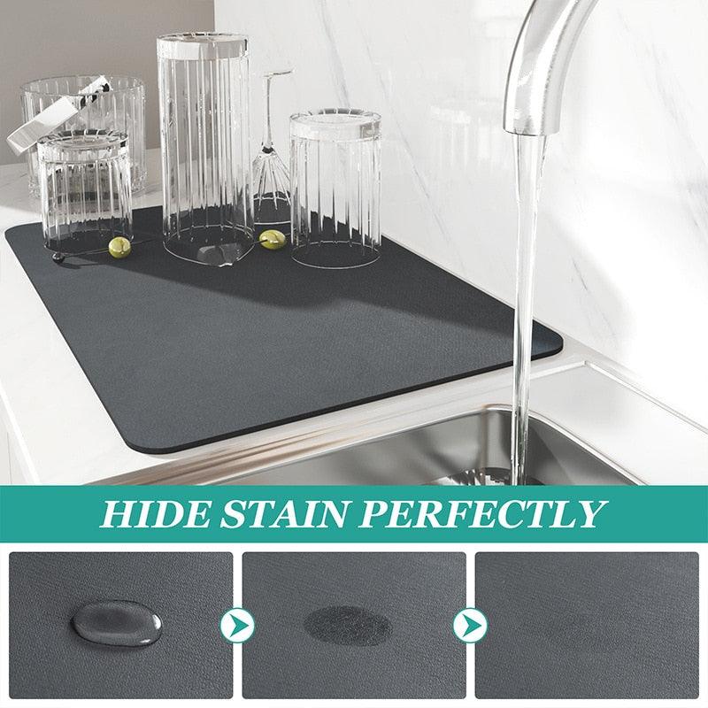 Mat Super Absorbent Kitchen Absorbent Mat Antiskid Draining Coffee Dish Drying Mat Quick Dry Bathroom Drain Pad Tableware Mat - Lily Depot