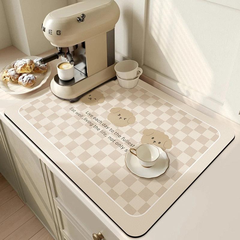 Mat Super Absorbent Kitchen Absorbent Mat Antiskid Draining Coffee Dish Drying Mat Quick Dry Bathroom Drain Pad Tableware Mat - Lily Depot