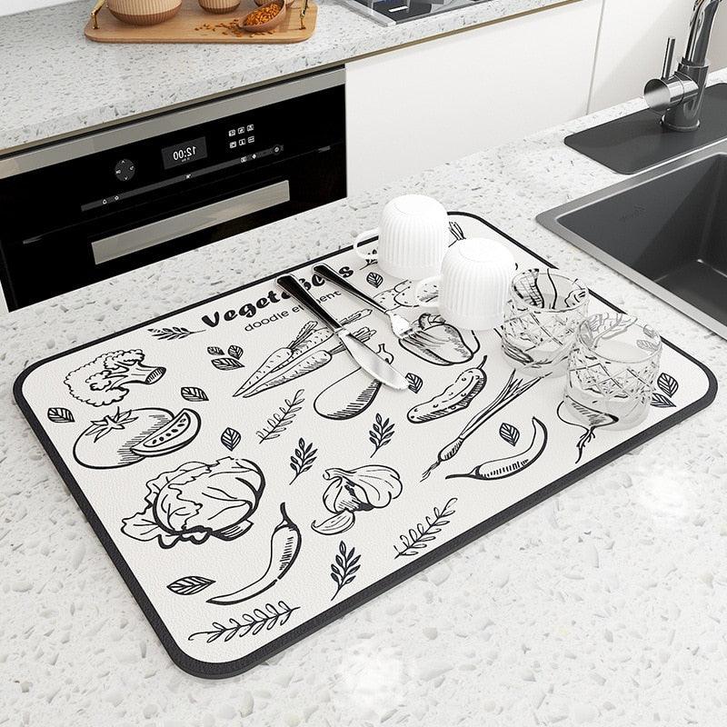 Mat Super Absorbent Kitchen Absorbent Mat Antiskid Draining Coffee Dish Drying Mat Quick Dry Bathroom Drain Pad Tableware Mat - Lily Depot