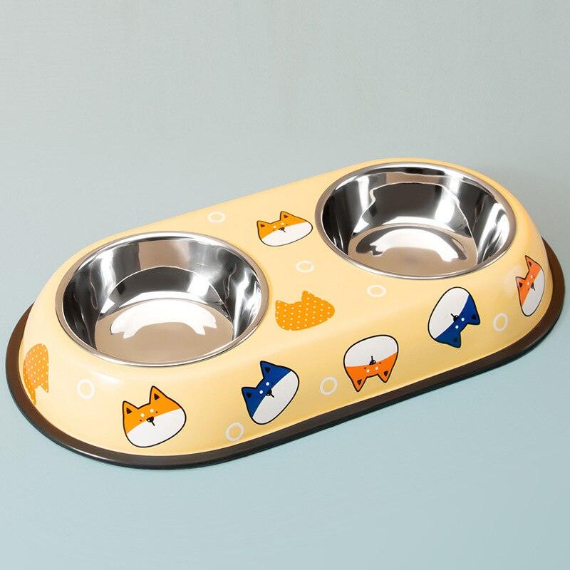 Pet Feeding Bowl Stainless Steel Lined Double Bowl Easy to Clean Bottom Non-Slip Design Dog Bowl Cat Feeding Water Bowl - Lily Depot